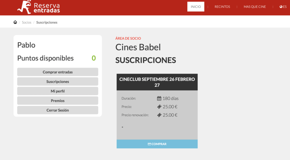 Comprar la subscripció al Cineclub